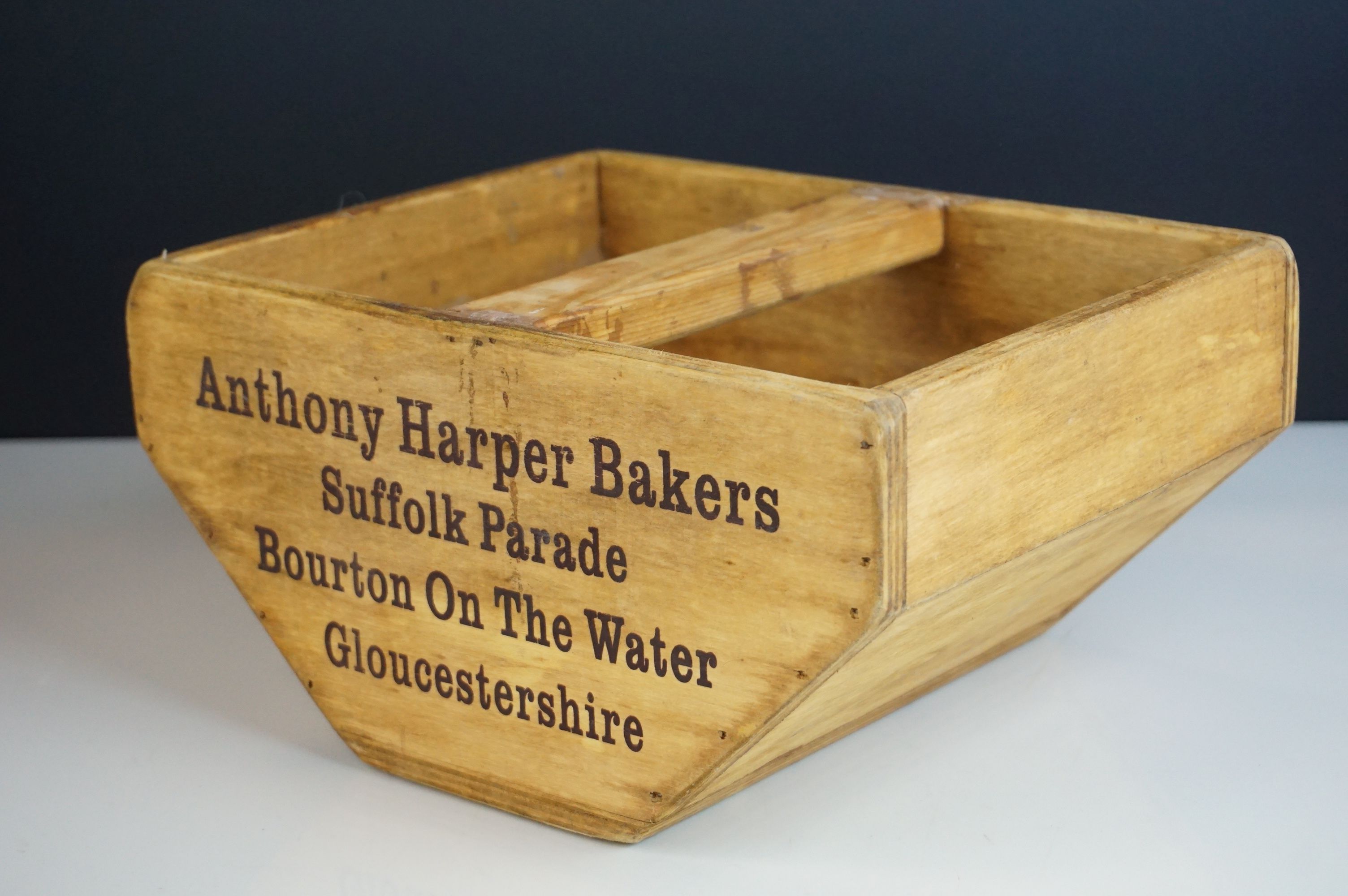 Wooden Trug with central handle marked ' Anthony Harper Bakers, Bourton on the Water, - Image 2 of 4