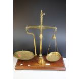 A set of antique W and T Avery balance scales with weights