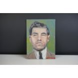 Greenow oil on board portrait of what is believed to be Gangster Lucky Luciano 18 x 12 cm.