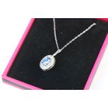 9ct White Gold Aquamarine and Diamond Pendant Necklace