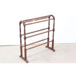 Stained Beech Towel Rail with turned supports, 73cms wide x 81cms high