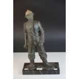 Patinated Metal Model of a Fireman on a Marble base, 44cms high