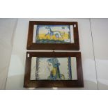 Pair of Simonetti Castelli Handpainted Glazed Terracotta Tiles, both marked to verso Dipinto a Mano,