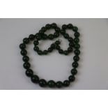 Spinach Jade Necklace with Silver Clasp