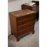 Small George III Mahogany Chest of Four Long Drawers, raised on bracket feet, 63cms wide x 73cms