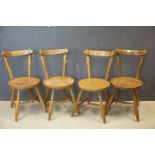Set of Four Ash and Elm Round Seated Kitchen Chairs