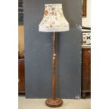 South East Asian Hardwood Standard Lamp, the turned column carved with a twisting panel of