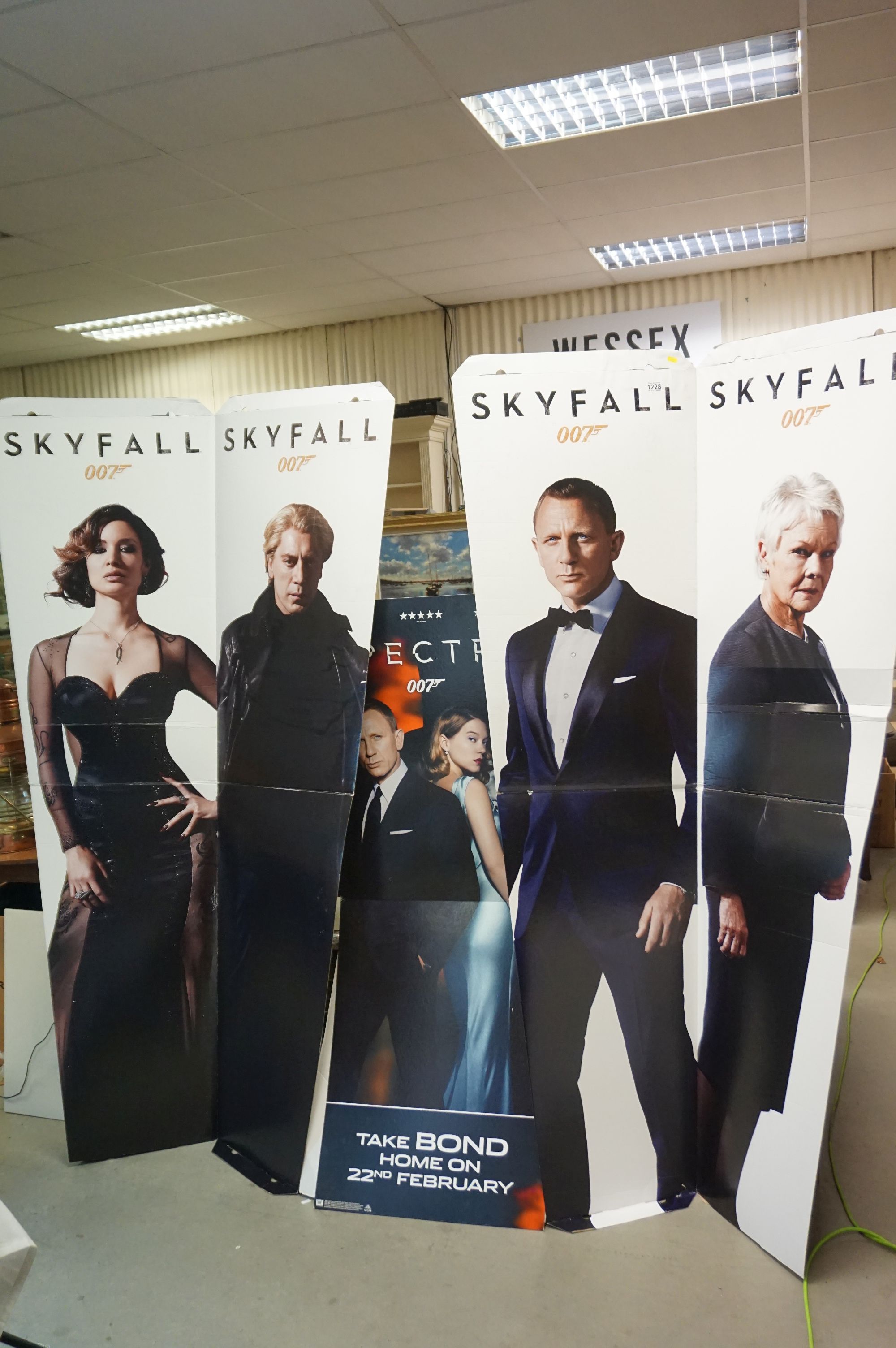 Three Cardboard Cinema Foyer Film Advertising Signs including Two Jams Bond Skyfall and the other