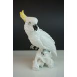 Crown Staffordshire model of a Cockatoo by J T Jones and marked "2. Cockatoo" to base, stands approx