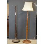 Two Turned Wooden Standard Lamps