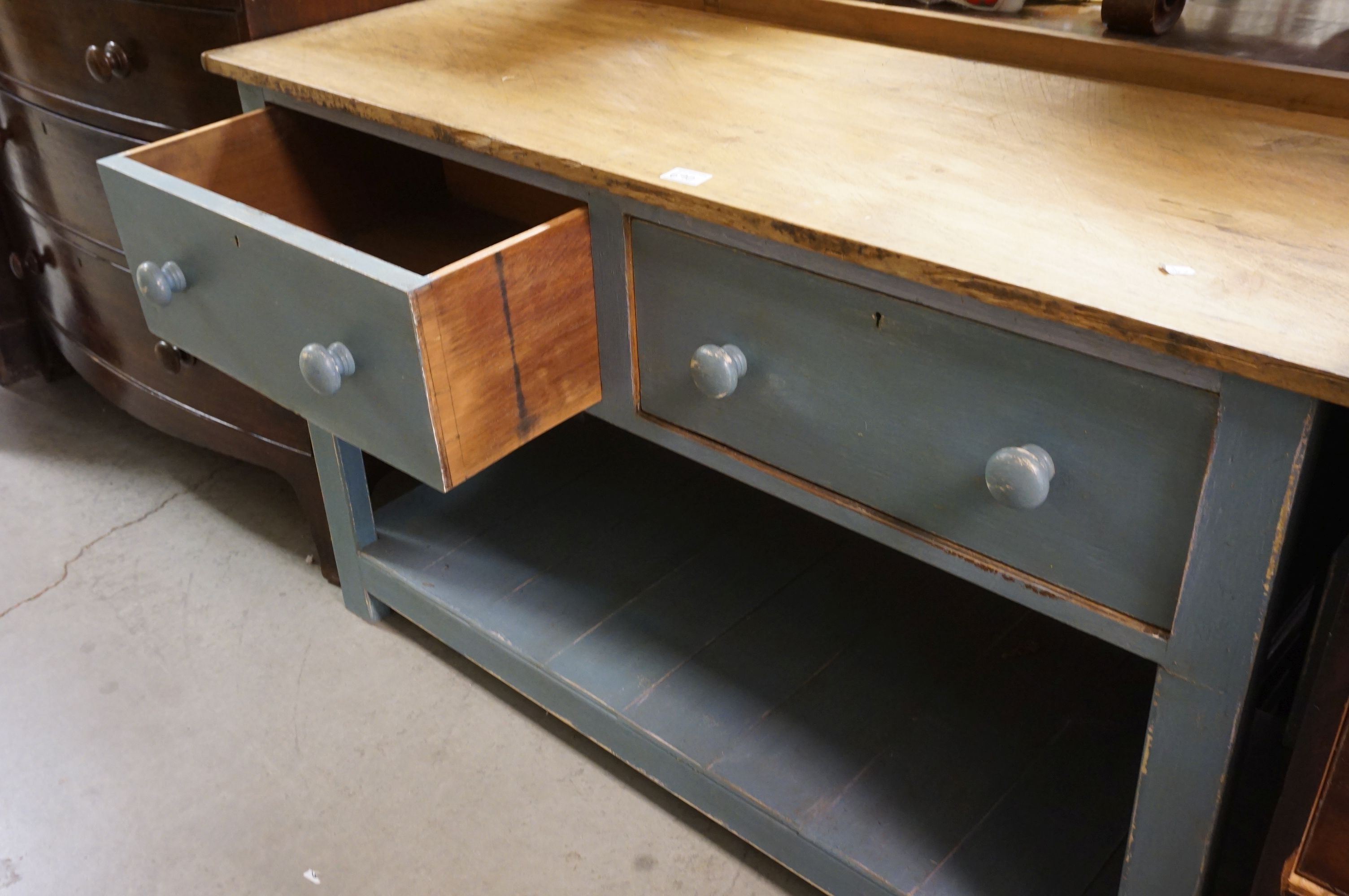Ex Bakery Two Drawer Kitchen Work Table with undershelf - Image 2 of 4