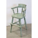 Painted Child's High Chair, the Bow Back with Turned Spindles, 81cms high