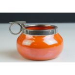 Moorcroft Orange Lustre Ashtray with Silver Plated Mounts, 6.5cms high