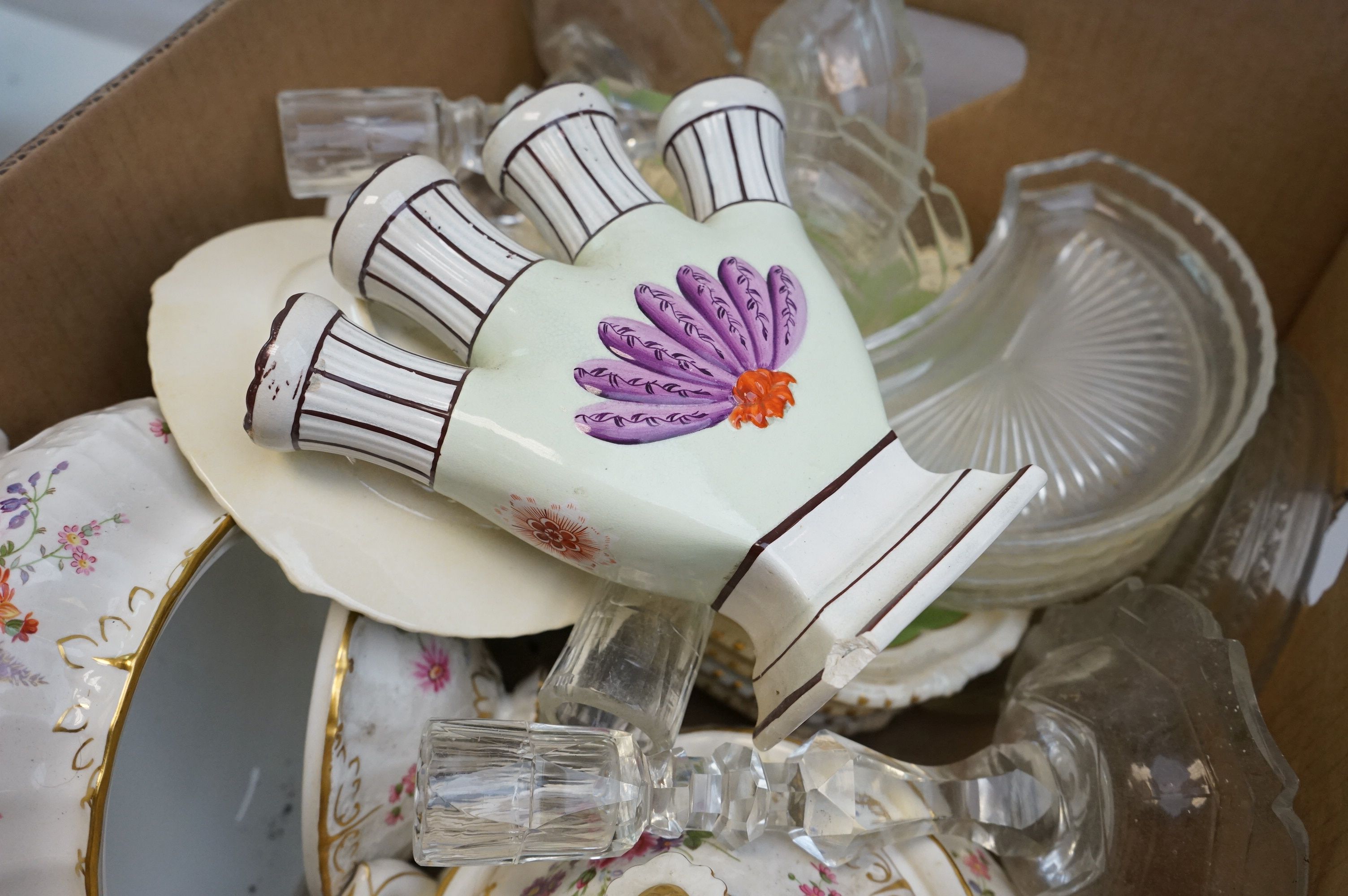 Two boxes of ceramics and glass to include Royal Crown Derby tureens, candlesticks, ice bucket, - Image 5 of 9