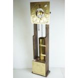 Art Nouveau style wooden and brass mounted water clock.