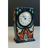 Moorcroft Mantle Clock, impressed marks to base and also marked Trial Piece, 16cms high