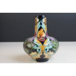 Moorcroft Trial Piece Vase with a bee and thistles pattern, dated 16-9-10, 19cms high
