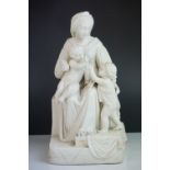An antique Parian ware figure of a woman with children.