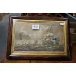 M Skelt, 19th century Marine Engraving inscribed ' A Commodores Ship in a Freith Gale by Eddystone