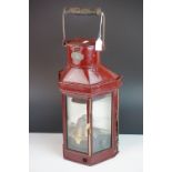 Eli Griffiths & Sons of Birmingham Ships Lamp, Maroon finish, 1918, with exterior wick adjust, 52cms