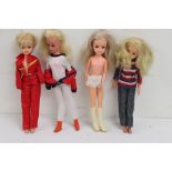 Four original Sindy dolls in original outfits to include 2 x Hong Kong, and 2 x marked 033055X,