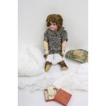 Kammer & Reinhardt bisque headed doll with sleeping glass eyes, teeth, cracking to a thumb, with