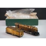 Boxed Northwest Short Line HO gauge AT & SF 2-10-2 brass locomotive & tender by Toby (Japan),