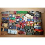 40 Original mid 20th C heavily play worn diecast models to include Dinky, Matchbox Lesney and Corgi