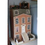 Large contemporary dolls house with opening front with a quantity of furniture, gd condition