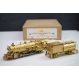 Boxed Sunset Models HO gauge Great Northern 0-1 2-8-2 brass locomotive & tender, made by