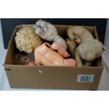 Group of mid to late 20th C plastic dolls and soft toy animals to include Zapf Creation baby,