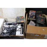 Boxed Phillips G7000 Videopac Computer console (very tatty box) with 26 games, many games with