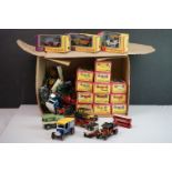 15 Boxed Matchbox Models of Yesteryear diecast models in pink/purple & yellow boxes plus a