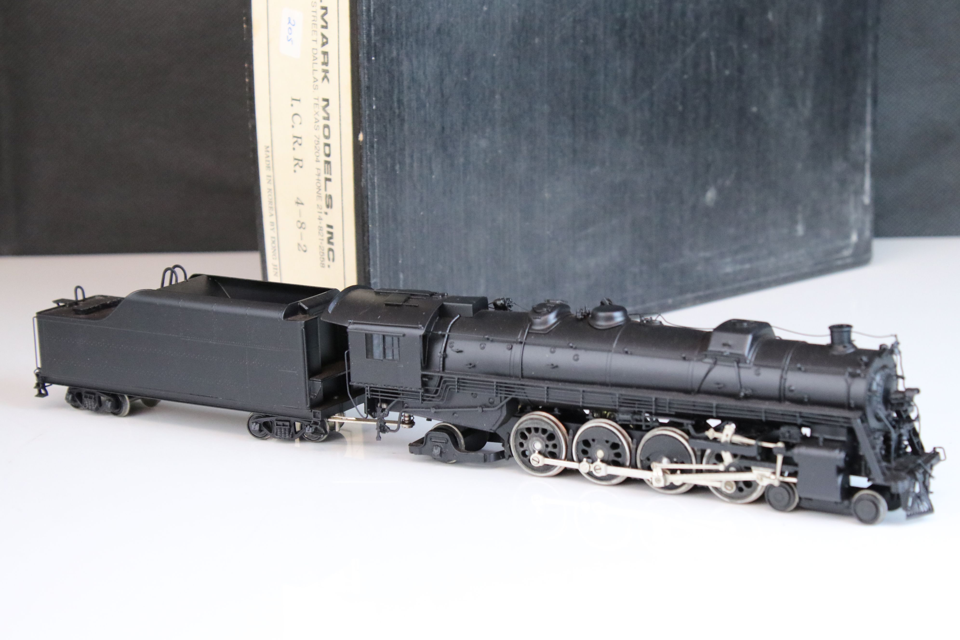 Boxed Hallmark Models Inc HO gauge ICRR 4-8-2 brass locomotive & tender made by Dong Jin (Korea),