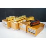 Four boxed Oriental Limited HO gauge item of brass rolling stock to include B&O I-5ba Caboose made