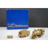 Boxed Balboa Katsumi (Japan) HO gauge Santa Fe 9000 0-6-0 brass locomotive & tender, unpainted,