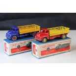 Two boxed Dinky Supertoys 531 Leyland Comet Lorry both with yellow trucks, one with blue can & red