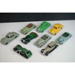 Nine early-mid 20th C Dinky diecast road models including 38d, 3 x 38c, 30a, 2 x 39f etc, some paint