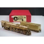 Boxed Key Imports HO gauge Santa Fe 3765 Classic Class 4-8-4 Northern brass locomotive & tender,