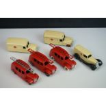 Six mid 20th C Dinky emergency service diecast models to include 2 x Daimler Ambulance, Ambulance,