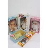 Boxed Pelham Pupper Witch plus 4 x boxed plastic dolls to include Pedigree First Love Newborn