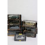 Eight boxed Maisto diecast models to include 7 x 1:18 scale models featuring Jaguar XK8, Jaguar