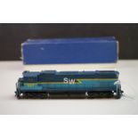 Boxed Alco HO gauge C-430 SW 557 D144 brass locomotive (Japan), painted, appearing excellent with