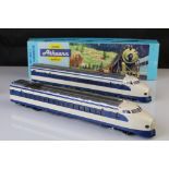 KTM HO gauge American Railroads two part brass locomotive set, painted, appearing good overall,