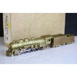 Boxed Sunset Models HO gauge Santa Fe 4-8-2 3700 Class brass locomotive & tender, made by Samhongsa,