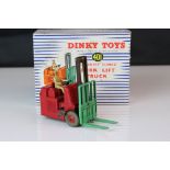Boxed Dinky Supertoys 401 Coventry Climax Fork Lift Truck diecast model in red, diecast & box gd