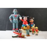 Quantity of circa 1960's-2000's plastic and metal toys including Mickey Mouse, Bill & Ben, Mr Turnip