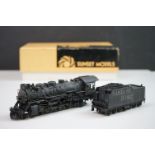 Boxed Sunset Models HO gauge AT & SF #3192 2-8-2 brass locomotive & tender, made by Samhongsa (