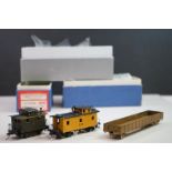 Three boxed HO gauge items of brass rolling stock to include 2 x Samhongsa Models (SH-114 Reading