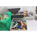 Large quantity of assembled Lego models with boxes, appearing complete but unchecked